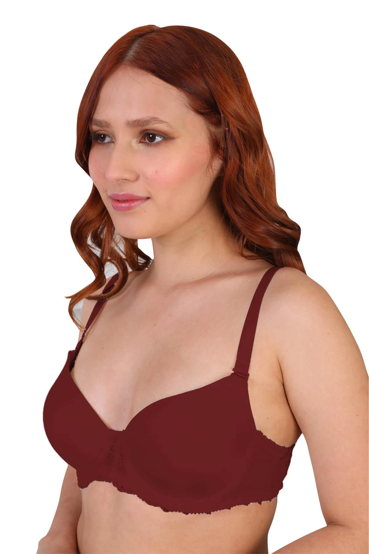 Bordo Mı 189d Pedli Dantelli Balenli Sütyen