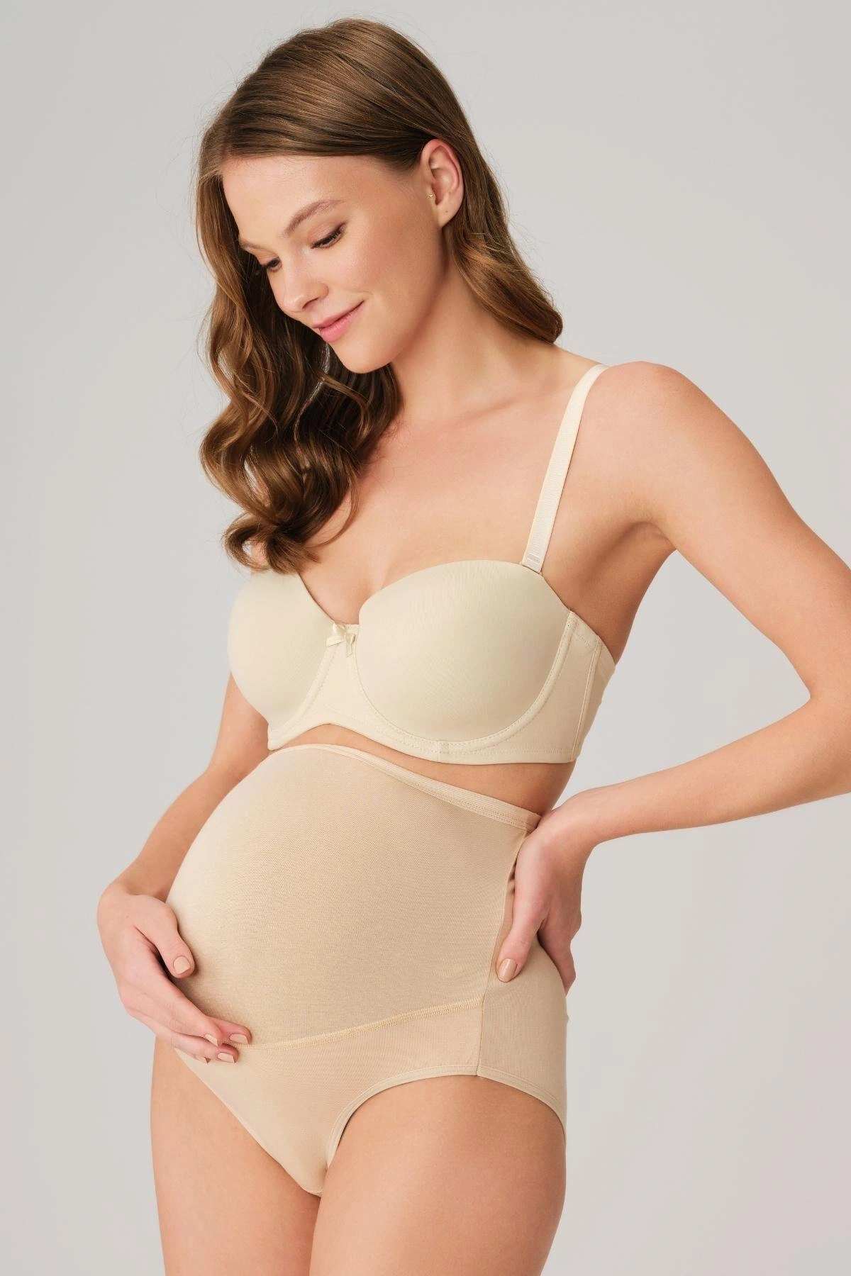 Pamuk Ve Modal Kumaş Yüksek Bel Ten Hamile Külodu