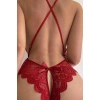 Özel Bölgesi Açık Dantelli Kırmızı  Babydoll Brf1278