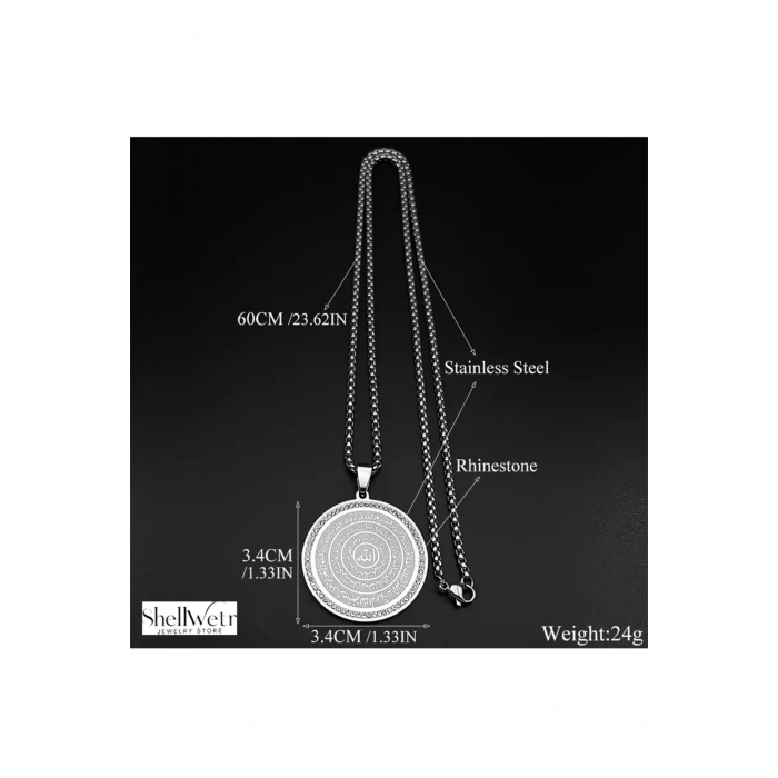 ALLAH ve Haşır suresi yazılı hastalık ve musibetten koruyan madolyon kararmaz gümüş renk