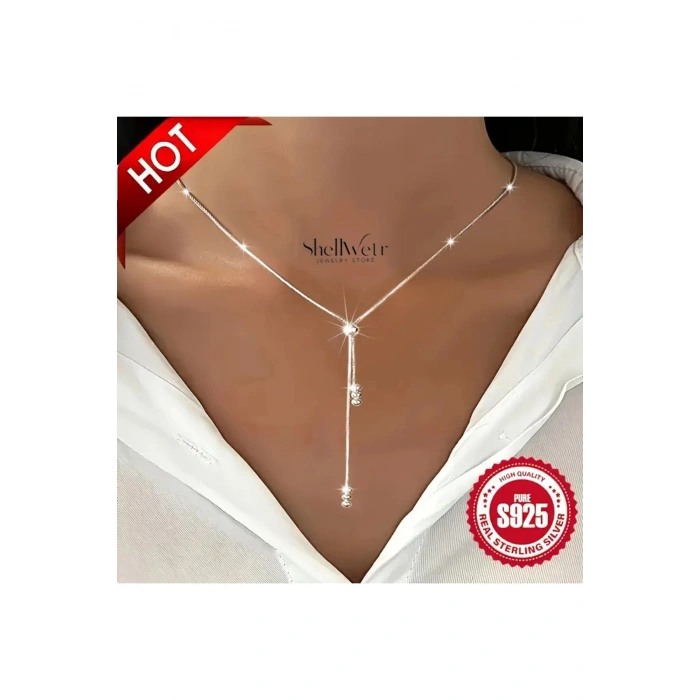 Elisér 925 Ayar Gümüş Kolye , kadın gümüş kolye Sevgili ve anneye verilecek hediye gümüş kolye