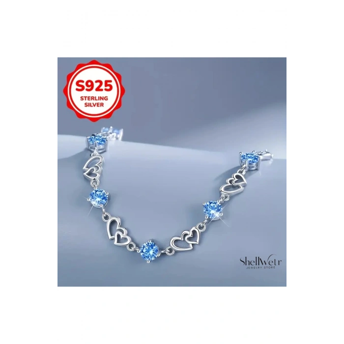 Bleu Kalpli 925 Ayar Gümüş Bileklik gümüş kalpli bileklik