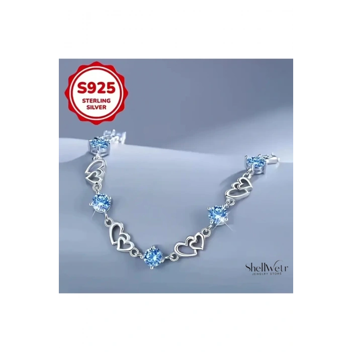 Bleu Kalpli 925 Ayar Gümüş Bileklik gümüş kalpli bileklik