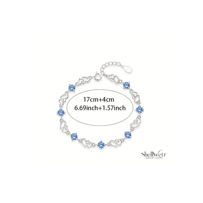 Bleu Kalpli 925 Ayar Gümüş Bileklik gümüş kalpli bileklik