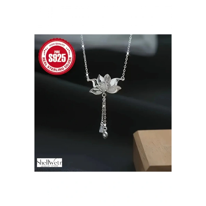 Nilu Lotuslu 925 Ayar Gümüş Kolye Sevgililer günü , annenize verilecek en güzel gümüş hediyesi