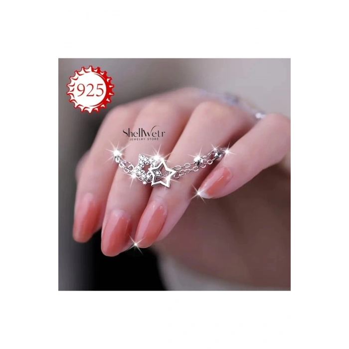 Starwhirl Yıldızlı 925 Gümüş Bileklik gümüş yıldız bileklik Sevgiliye verilecek güzel gümüş hediye
