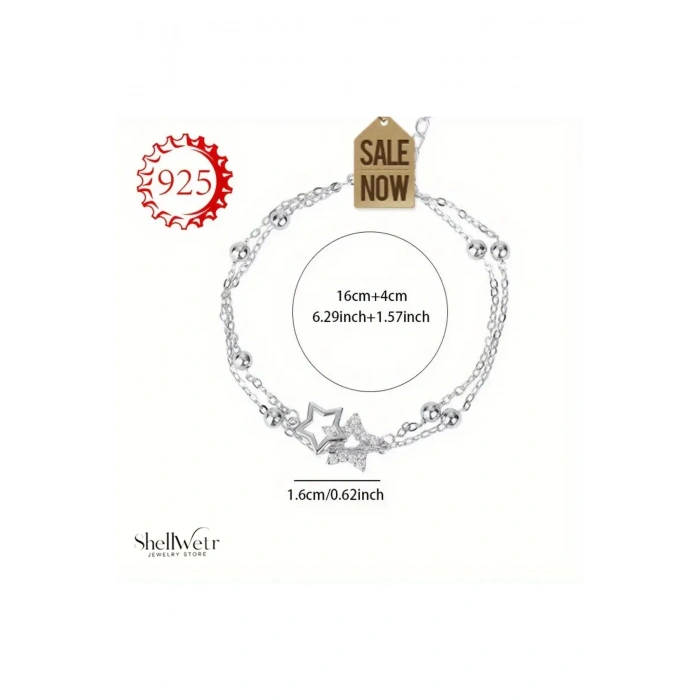 Starwhirl Yıldızlı 925 Gümüş Bileklik gümüş yıldız bileklik Sevgiliye verilecek güzel gümüş hediye