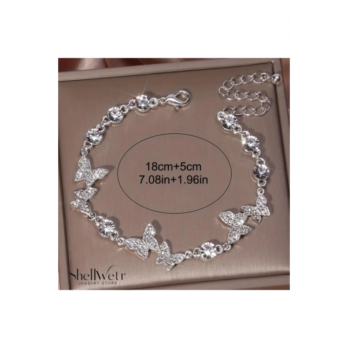 Zelina 925 Ayar Gümüş Kaplama Kelebekli Bileklik Sevgililer ve annenize verilecek en güzel hediye