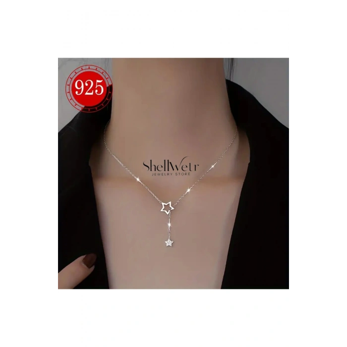 Stella Lunea 925 Ayar Gümüş Yıldızlı Y Kolye Sevgililer günü , annenize verilecek hediye