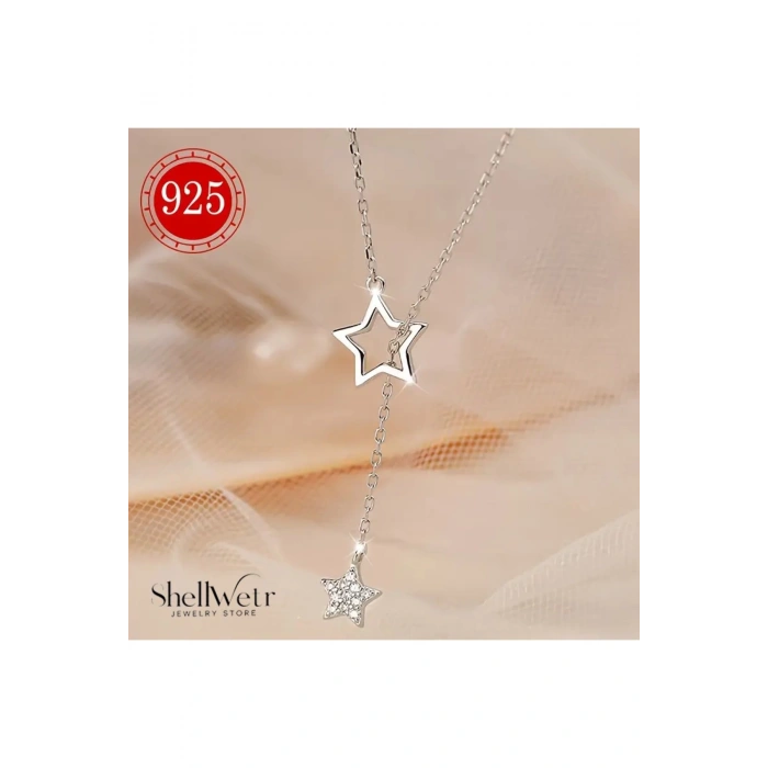 Stella Lunea 925 Ayar Gümüş Yıldızlı Y Kolye Sevgililer günü , annenize verilecek hediye