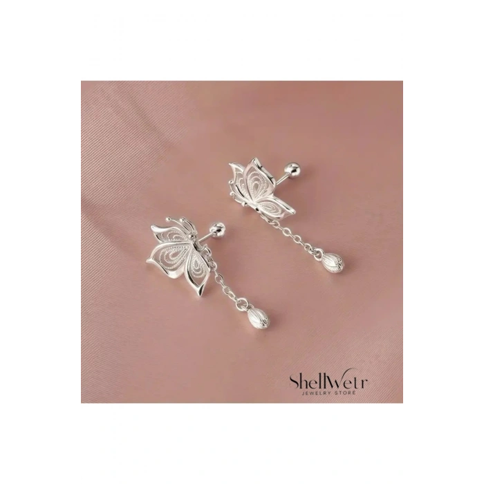 Silverbella Kelebekli 925 Ayar Gümüş Küpe Sevgililer günü ,annenize verilecek en güzel hediyes