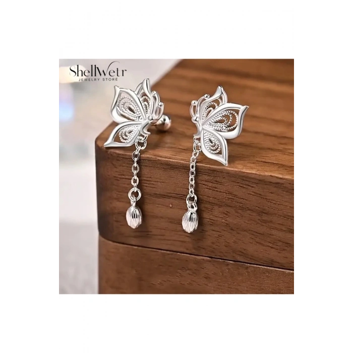 Silverbella Kelebekli 925 Ayar Gümüş Küpe Sevgililer günü ,annenize verilecek en güzel hediyes