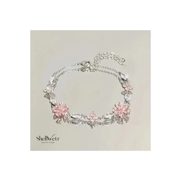 Sakurra Çiçekli Bileklik Sevgililer günü , annenize verilecek en güzel gümüş kapalama hediye