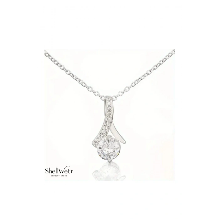 Lusso Tek Taşlı Kolye Sevgililer günü , annenize verilecek en güzel gümüş kaplama hediye