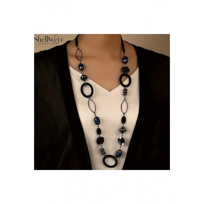 Geometric Grace Uzun Kolye Sevgililer günü , annenize verilecek en güzel hediye