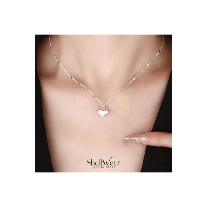 Delfina Gümüş Kaplama Kalp Detaylı Kolye-Sevdiklerinize ve kendinize en özel hediye