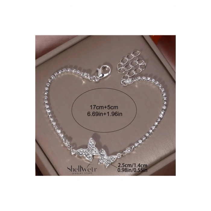 Aryel Çelik Bileklik Taşlı Su Yolu ve Kelebek detaylı-Sevdiklerinize ve kendinize en özel hediye