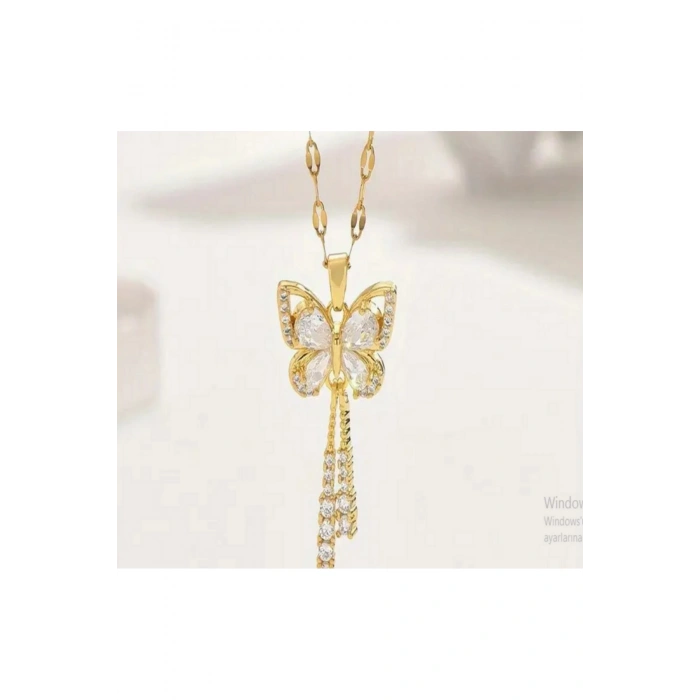 Shinefly Altın Kaplama Kelebek Püskül Kolye-Sevdiklerinize ve kendinize en özel hediye