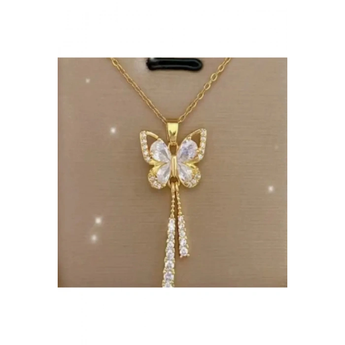Shinefly Altın Kaplama Kelebek Püskül Kolye-Sevdiklerinize ve kendinize en özel hediye