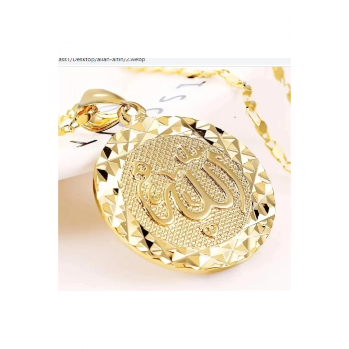 Altın Kaplama Ve Işıltılı Allah Yazılı Kolye-Manevi anlamı derin ve sevdiklerinize en özel hediye