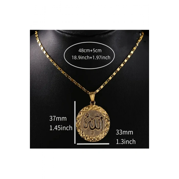 Altın Kaplama Ve Işıltılı Allah Yazılı Kolye-Manevi anlamı derin ve sevdiklerinize en özel hediye