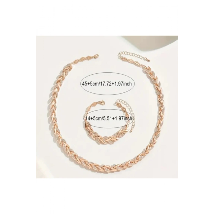 Solvita Altın Kaplama Işıltılı Kolye Bileklik Set-Sevdiklerinize ve kendinize en özel hediye