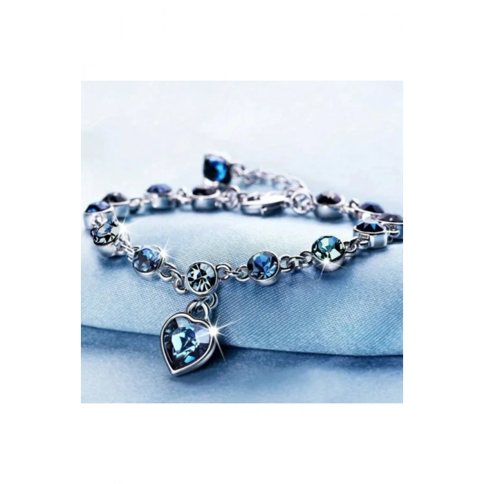 Ocean Heart Gümüş Kaplama Parlak Taşlı Bileklik kadın bileklik