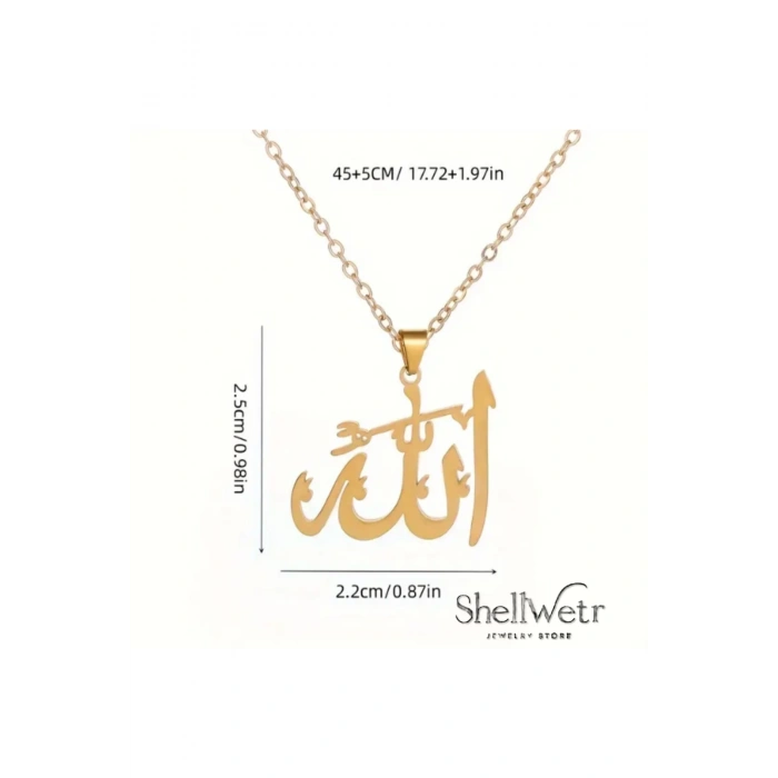 Allah sevgisini simgeleyen manevi değeri yüksek altın kaplama kolye-En özel hediye