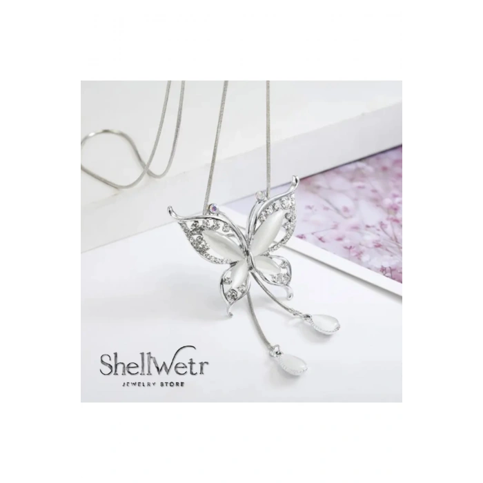 Soylara 925 büyük kelebek gümüş kaplama kolye -sevdiklerinize ve kendinize en özel hediye