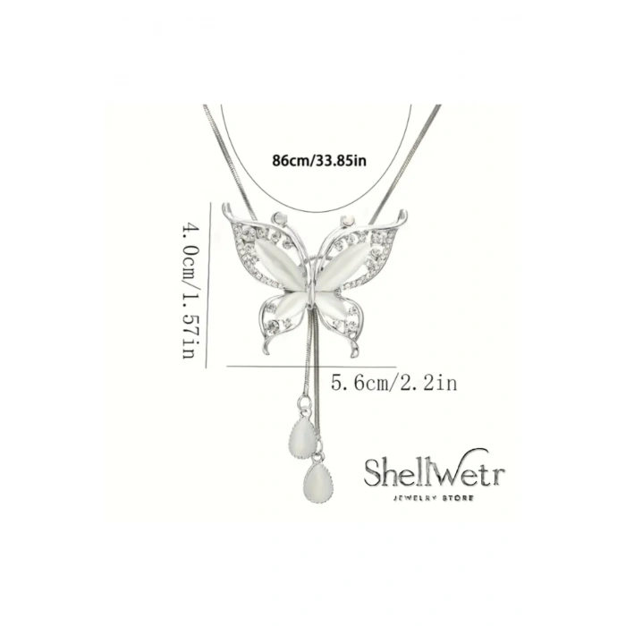 Soylara 925 büyük kelebek gümüş kaplama kolye -sevdiklerinize ve kendinize en özel hediye