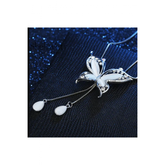 Soylara 925 büyük kelebek gümüş kaplama kolye -sevdiklerinize ve kendinize en özel hediye