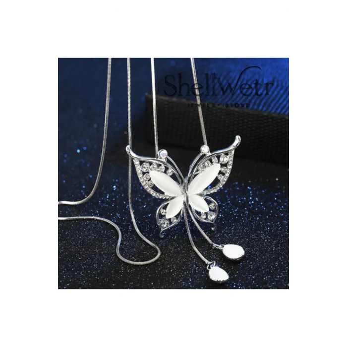 Soylara 925 büyük kelebek gümüş kaplama kolye -sevdiklerinize ve kendinize en özel hediye