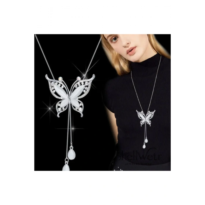 Soylara 925 büyük kelebek gümüş kaplama kolye -sevdiklerinize ve kendinize en özel hediye