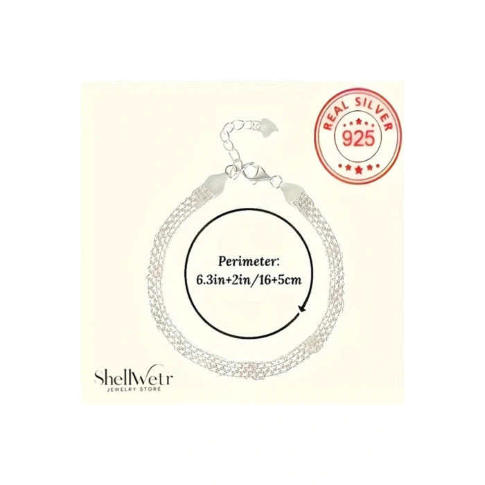 Ventino 925 Ayar zincirli gümüş bileklik Çok Sıralı Zincir Bileklik Sevdiklerinize en özel Hediye