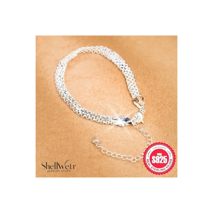 Ventino 925 Ayar zincirli gümüş bileklik Çok Sıralı Zincir Bileklik Sevdiklerinize en özel Hediye