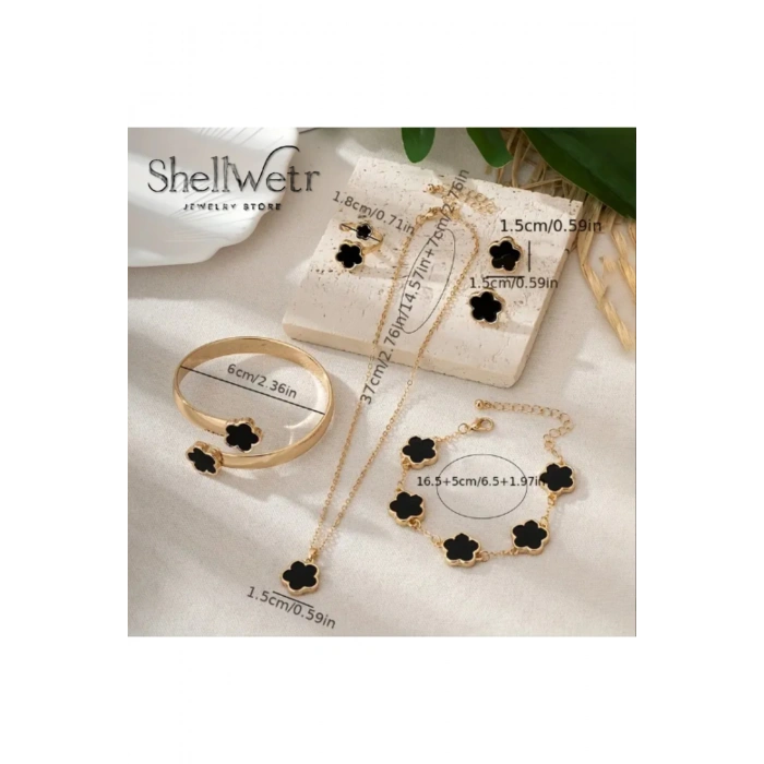 Zerafet Yonca Kadın kolye bileklik bilezik küpe seti