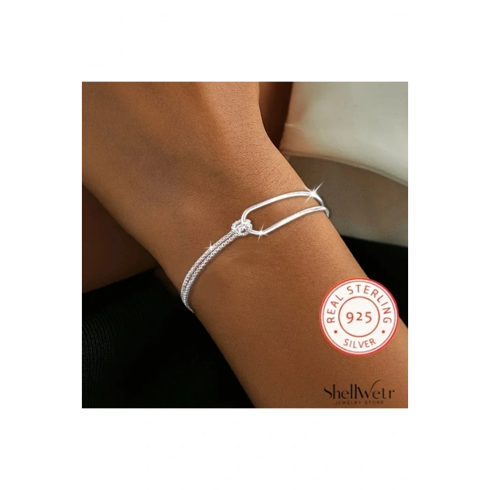 Serenia 925 Gümüş kadın bileklik çift katmanlı bileklik sevdiklerinize ve kendinize en özel hediye
