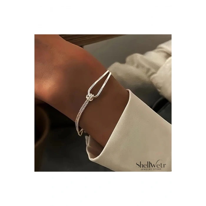Serenia 925 Gümüş kadın bileklik çift katmanlı bileklik sevdiklerinize ve kendinize en özel hediye