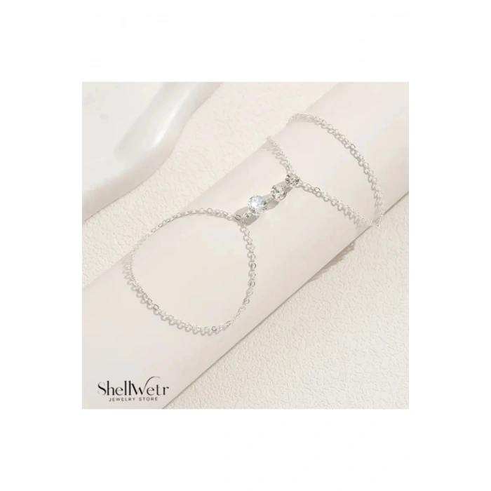 Parmera Gümüş kaplama kadın şahmeran parlak taşlı ve parlak zincirli şahmeran.