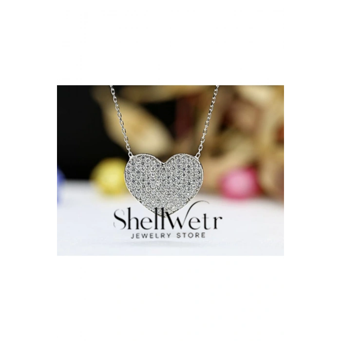 Bonita 925 ayar taşlı kalp zarif kolye sevgiliye verilecek zarif gümüş kolye hediyesi