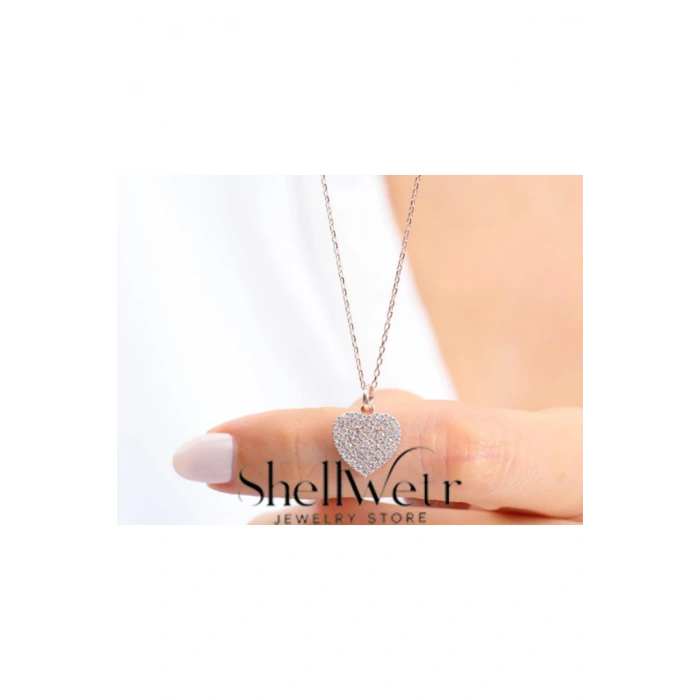 Bonita 925 ayar taşlı kalp zarif kolye sevgiliye verilecek zarif gümüş kolye hediyesi