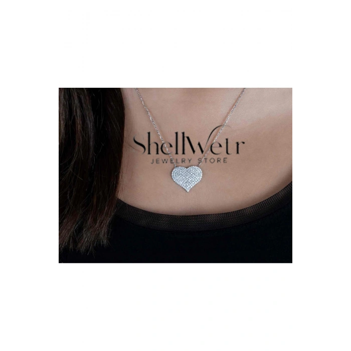 Bonita 925 ayar taşlı kalp zarif kolye sevgiliye verilecek zarif gümüş kolye hediyesi