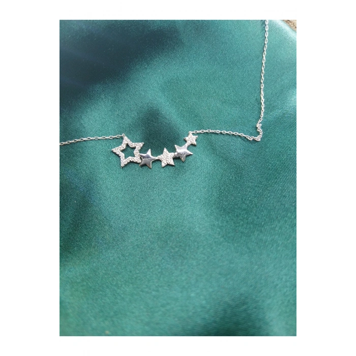 MOON SAMANYOLU 925 AYAR YILDIZ GÜMÜŞ KOLYE SEVGİLİYE GÜMÜŞ KOLYE HEDİYE