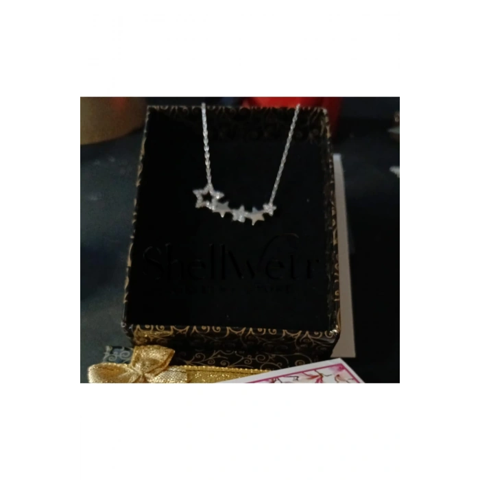 MOON SAMANYOLU 925 AYAR YILDIZ GÜMÜŞ KOLYE SEVGİLİYE GÜMÜŞ KOLYE HEDİYE