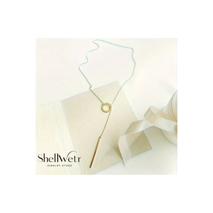 İlay Altın Kaplama Y Kadın kolye parlak ve günlük kullanıma uygun