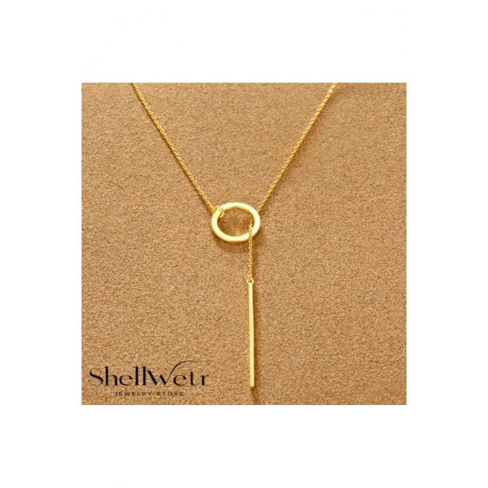 İlay Altın Kaplama Y Kadın kolye parlak ve günlük kullanıma uygun