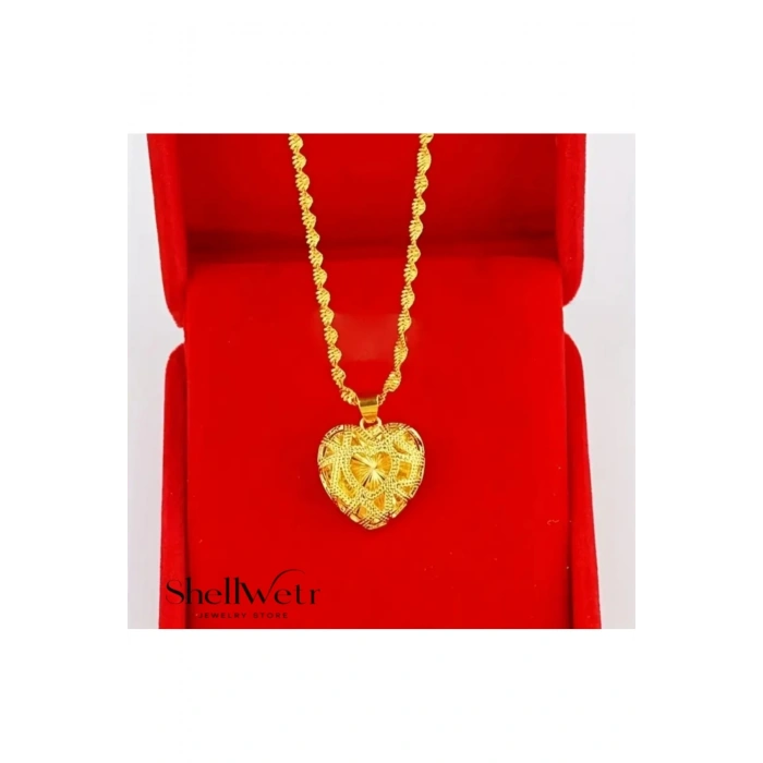 Meriç Altın kaplama kalpli kadın kolye en değerli hediye
