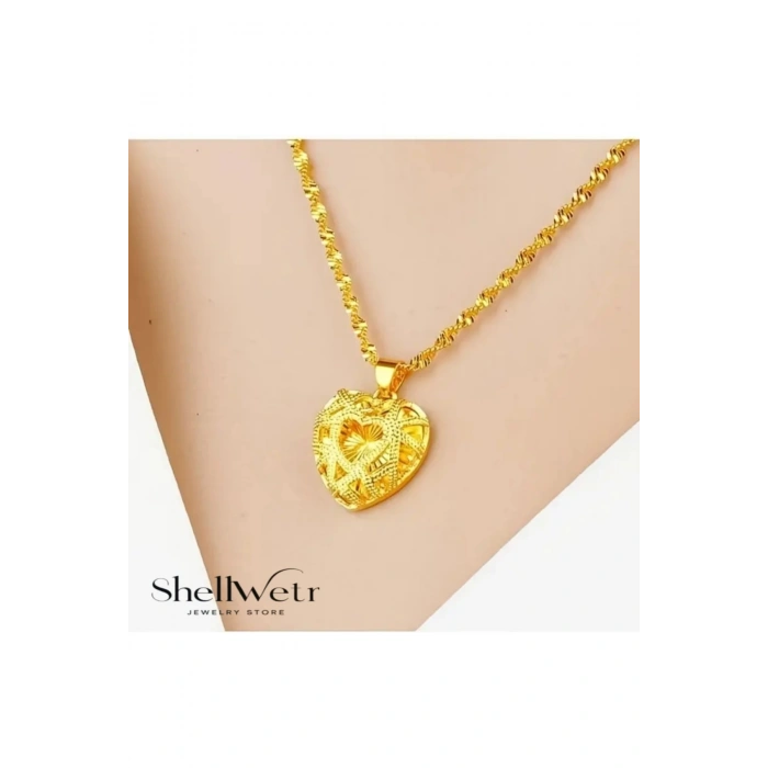 Meriç Altın kaplama kalpli kadın kolye en değerli hediye