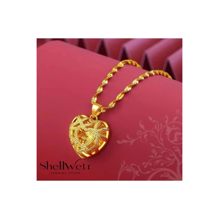 Meriç Altın kaplama kalpli kadın kolye en değerli hediye