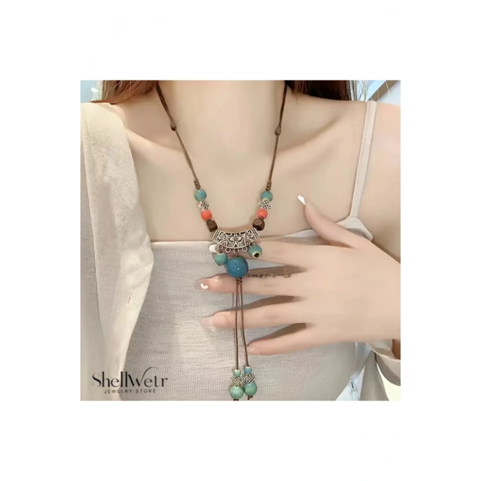 Holly Otantik işlemeli kadın kolye sevdiklerinize kendinize en özel hediye